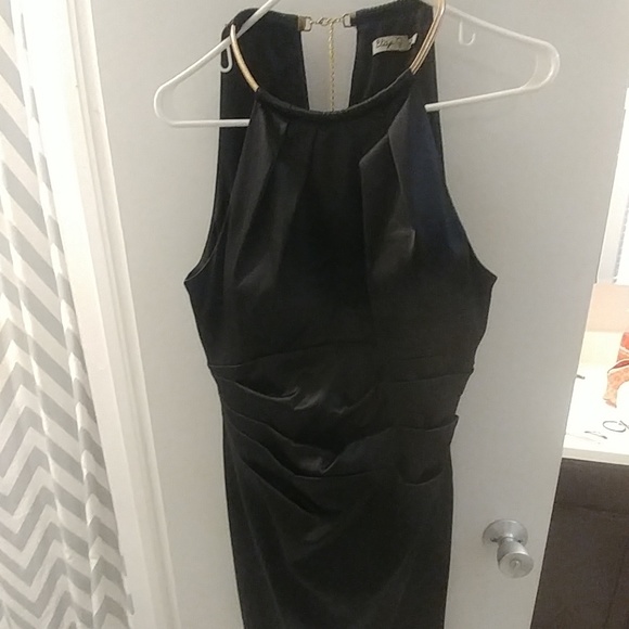 Black satin cocktail dress - Picture 1 of 4